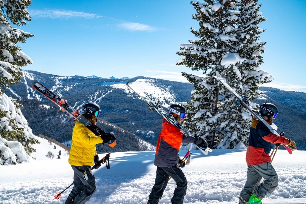 skiers walking